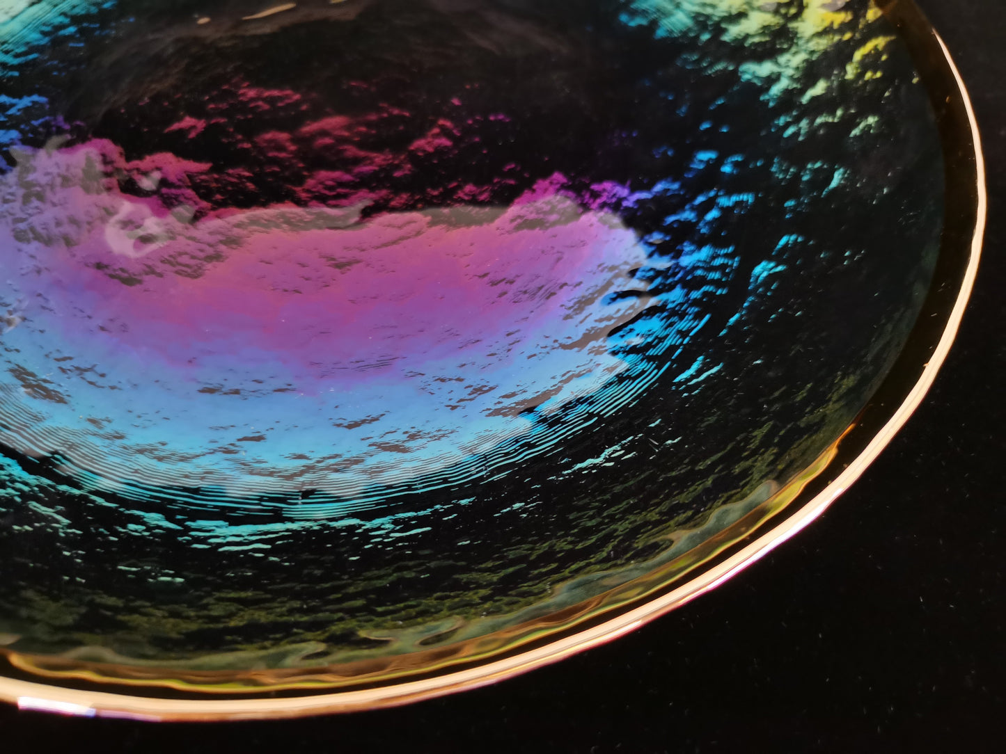 phnom-penh gold ring opal reflection glass dinner plate / dessert plate