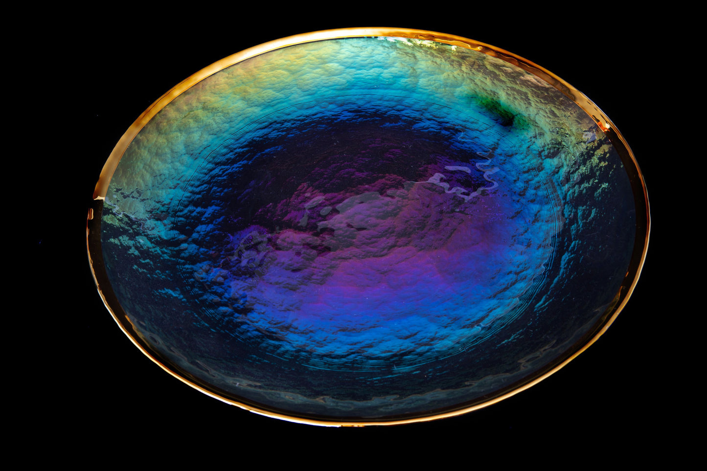 phnom-penh gold ring opal reflection glass dinner plate / dessert plate