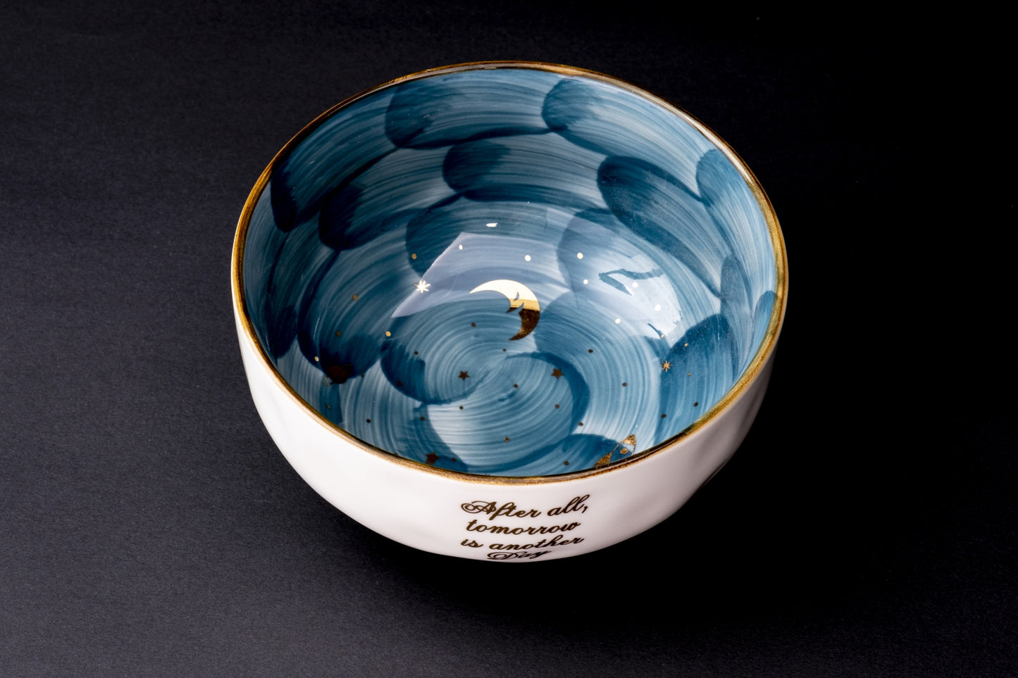 starry night cereal bowl/pasta bowl/soup bowl emerald green