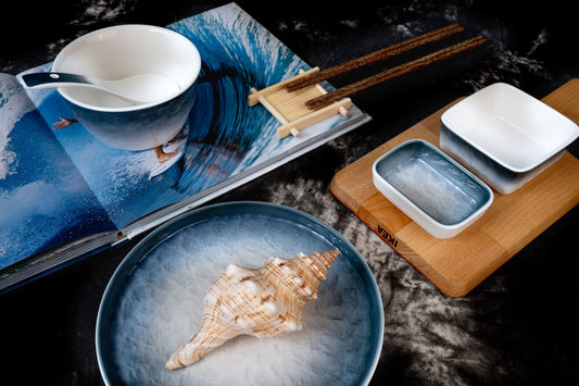 nordic cadet blue ocean weave dinner set 4 seater (24 piece)