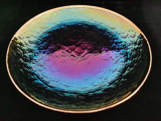 phnom-penh gold ring opal reflection glass dinner plate / dessert plate