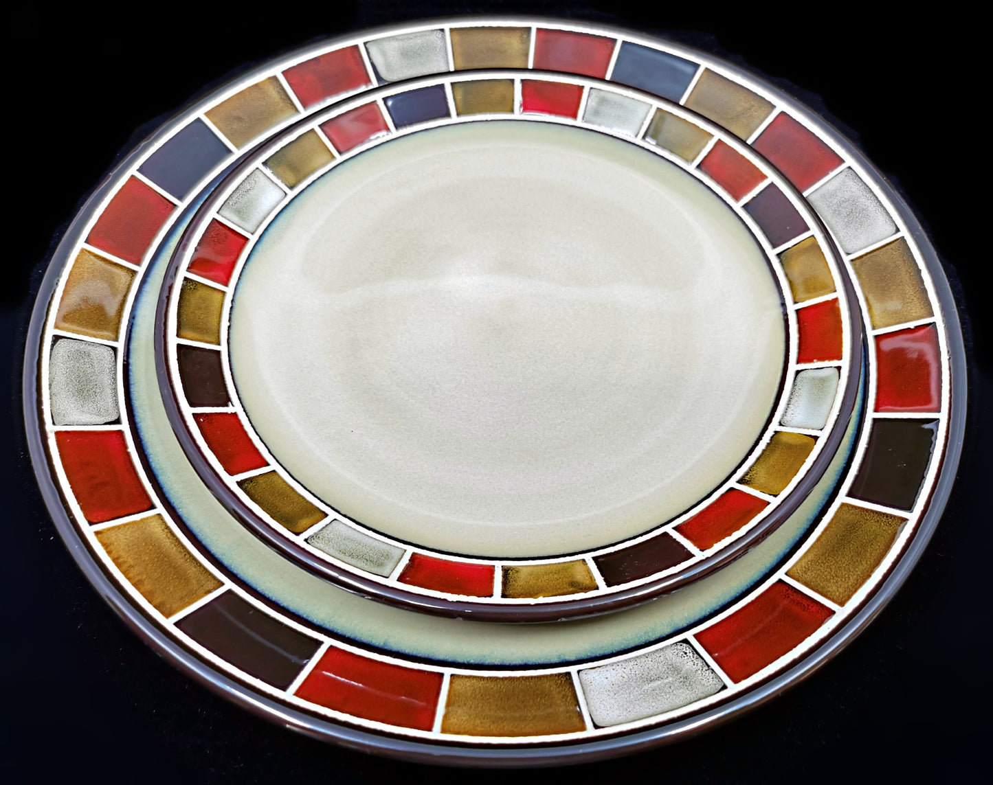 modern slate red dinner plate set / stoneware plate set