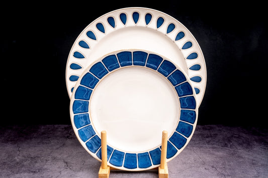 azurite blue pavo dinner plate set / stoneware plate